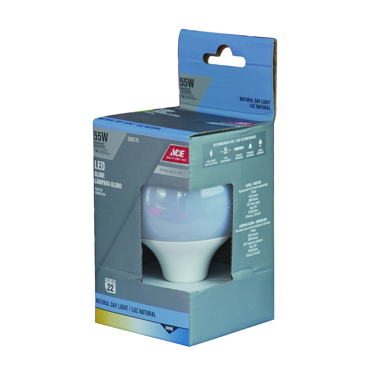 Product Ace LED Bulb Torpedo Candelabra, 3 Watt, E14 Clear, 200 Lumens